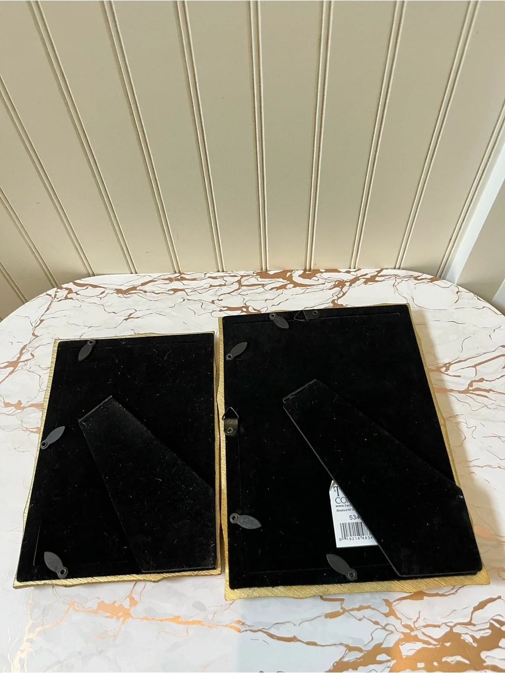 TWO’S COMPANY FAUX BAMBOO PICTURE FRAME SET | GOLD | SET - 4”x6” & 5”x7” | NEW